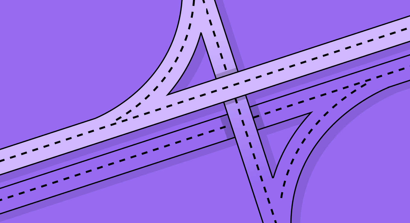 Illustration of two parallel highways converging