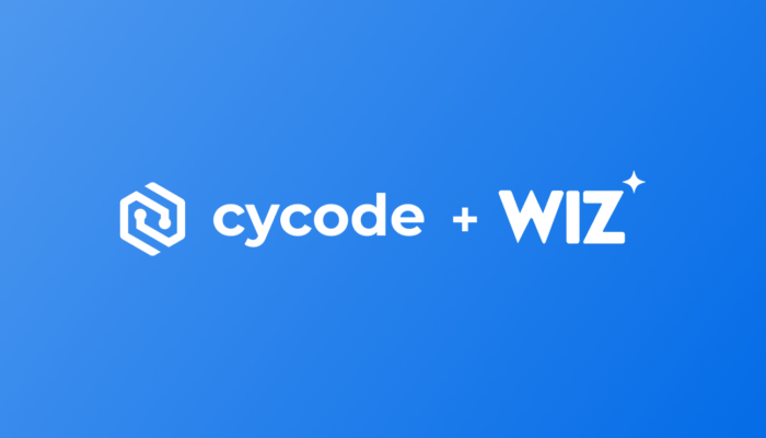Cycode and Wiz logos on a blue background