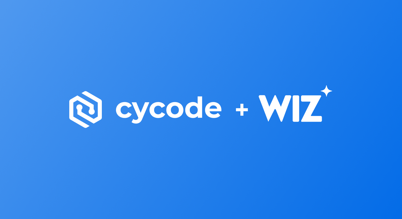 Cycode and Wiz logos on a blue background